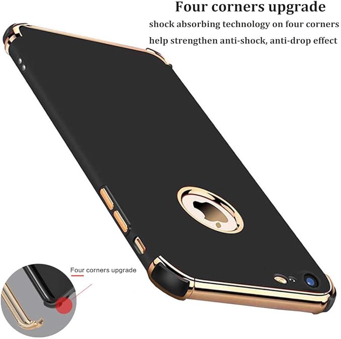 for iPhone 6 Plus Case, Ultra Slim Flexible iPhone 6s Plus Matte Case, Electroplated Shockproof Luxury Cover Case for iPhone 6 Plus (Black)