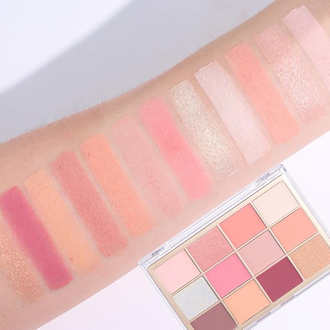 Nude Pink Eyeshadow Palette,Natural Neutral Warm Colors Cream Light Colors Eyeshadow Palette,Highly Pigmented Eye Shadow Palette Long Lasting Naturing-Looking Make Up Pallets for Women,Vegan