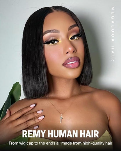 12A Bob Wig Human Hair Glueless Wigs Human Hair Pre Plucked Pre Cut Lace 6x5 HD Closure Wig Straight Short Bob Wigs Bleached Tiny Knots Bob Wig 10 Inch