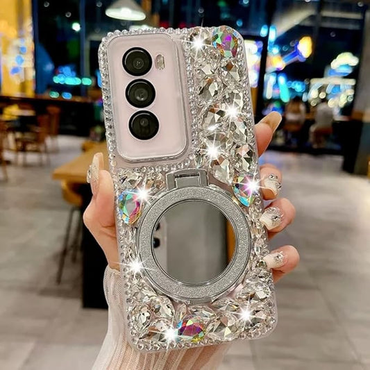 for Samsung Galaxy A36 5G Case with Sparkling Diamonds,Luxury Bling Glitter Design with Magsafe Ring Kickstand and Mirror for Women Girls (Clear)