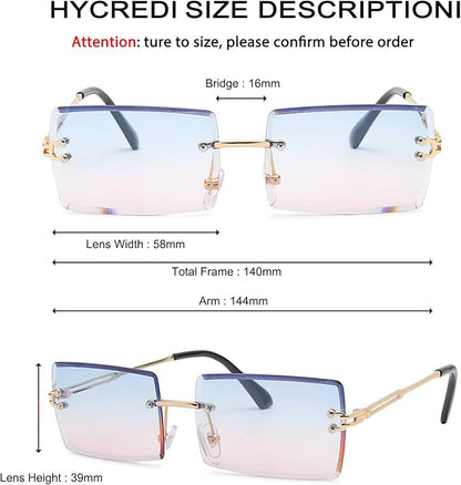Rectangle Sunglasses for Men/Women Small Rimless Square Shade Eyewear
