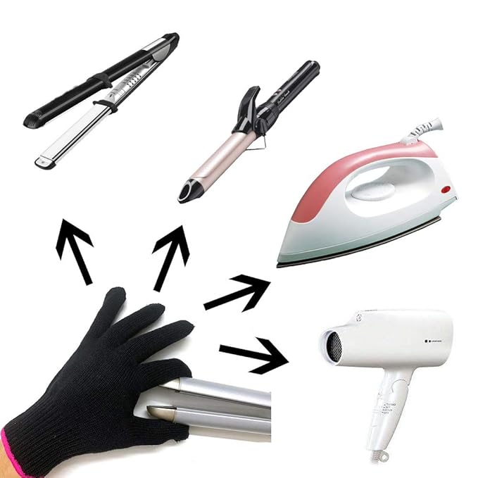 Flat Iron Travel Mat, Curling Iron Counter Protector with Heat Resistant Glove for Curling Irons, Hair Straightener, Flat Irons and Hair Styling Tools, 9” x 6.5”, Black by Lessmon