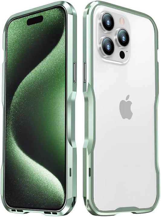 HENGHUI Aluminum Bumpers for iPhone 15 Pro Bumper Case with Strap Hole Metal Frame Bumper Cover Shock Absorbent Slim Cool Design (Light Green)