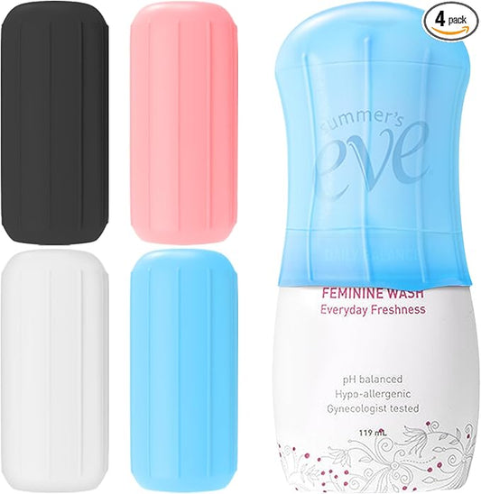 4 Pack Travel Essentials Silicone Bottle Covers, Cruise Ship Essentials,Travels Essentials for Women Men,Elastic Sleeves for Leak Proofing,Travel Size Toiletries,Accessories Luggage