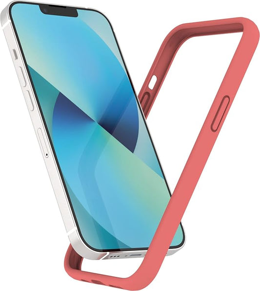 K TOMOTO Compatible iPhone 13 Mini Silicone Bumper Case (5.4 Inch), Shock-Absorb, Raised Edge Protection, Drop Protection, Silky and Soft Touch Frame, Coral