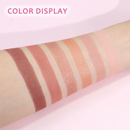 6 Colors Glitter Matte Eyeshadow Palette, Natural Nude Dark Brown Coffee Sparkly Eye Shadow Makeup, Warm Pastel Eye shadows Palette Long Lasting Waterproof Naturing-Looking Women Girls Eye Shadow 03