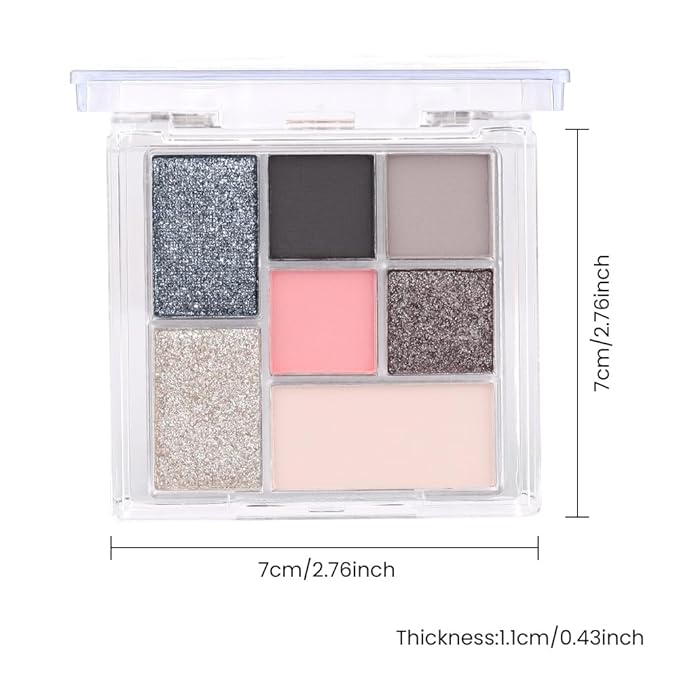 Seven Color Matte Shimmer Eyeshadow Makeup Palette,7 Black Gray Nude & Dark Pink Dark Purple Dark Blue Series Silky Pressed Powder Eye shadow, Daily Prom Makeup Eyeshadow Box, Vegan & Cruelty-Free 23#