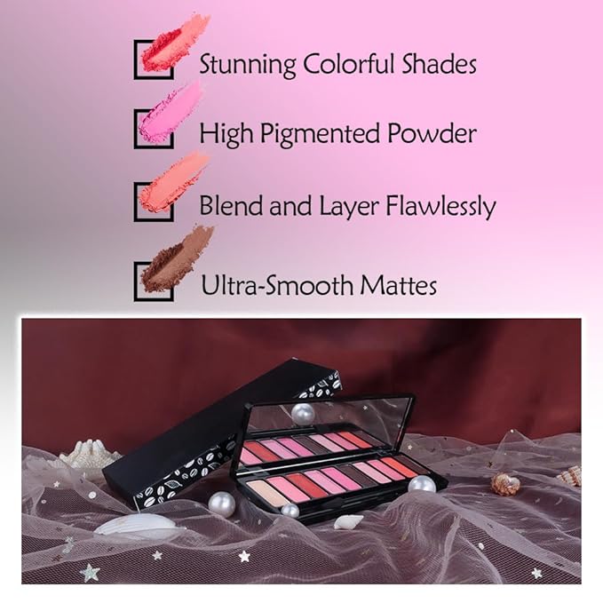 Ten-Color Eyeshadow Palette, Nude Red Pink Light Red Rose Light Pink Browm 10 Shimmer and Matte Shades, Blendable Powder, Party Eye Makeup, Vegan and Cruelty-Free, Built-In Mirror and Brush, 04#