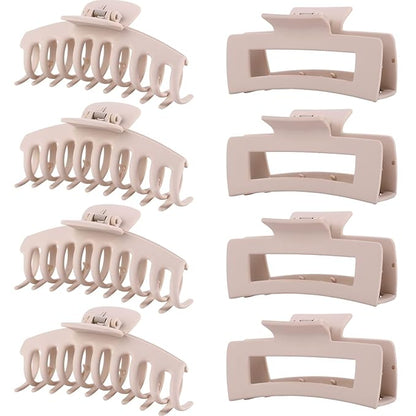 Blond Hair Clips for Women - 8 Pack 4.3 Inch Large Hair Claw Clips for Women Thin Thick Curly Hair, Big Matte Banana Clips,Strong Hold jaw clips