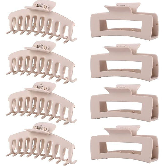 Blond Hair Clips for Women - 8 Pack 4.3 Inch Large Hair Claw Clips for Women Thin Thick Curly Hair, Big Matte Banana Clips,Strong Hold jaw clips