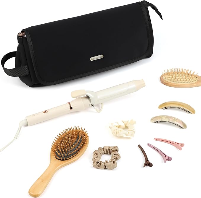 FINDCOZY Hair Tools Travel Bag, Haircare Accessory Organizer with Heat Resistant Mat for Curling Iron, Straighteners and ‌Styling Appliance, Black