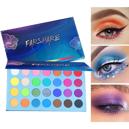 Highly Pigmented Eye Makeup Palette, Matte Shimmer Metallic Eyeshadow Pallet Long Lasting Blendable Natural Colors Make Up Eye Shadows Cosmetics