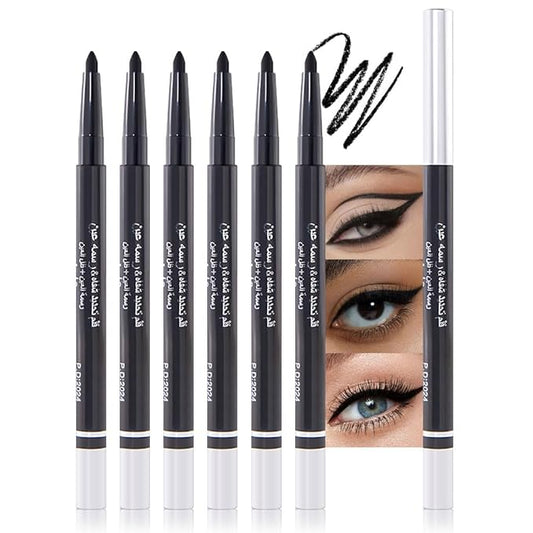 6PCS Automatic Waterproof Inner Eyeliner, Eyeshadow & Eyebrow Pencil – Multi-Use Cream Pen for Liner, Shadow & Brows (Black2)