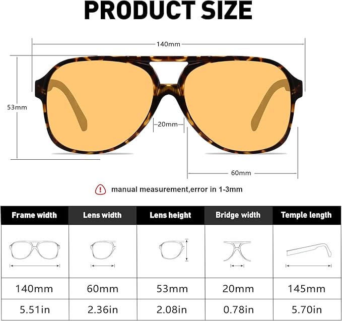 YDAOWKN Retro Aviator Sunglasses for Women Mens Large Frame Classic Vintage 70s Sun Glasses Aviators
