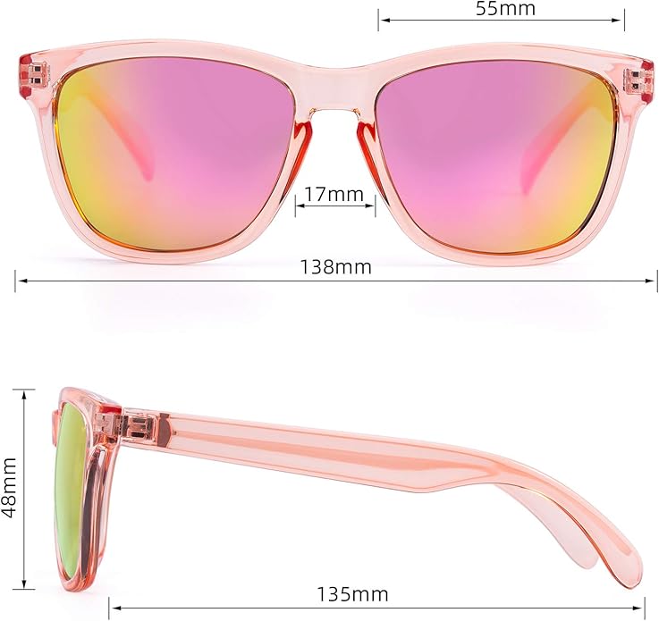 COLOSSEIN Sunglasses Womens,Classic Square Frame UV400 Mirrored Lens,Sunglasses Fit For Beach,Vacation,Driving