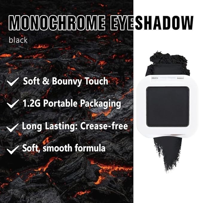 Kaely Pressed Single Eyeshadow Makeup, Black Matte Highly Pigmented Monochrome Eye Shadow Palette, Waterproof Neutral Powde Mini Eyeshadow, sombras para ojos, Lightweight Blendable, 07