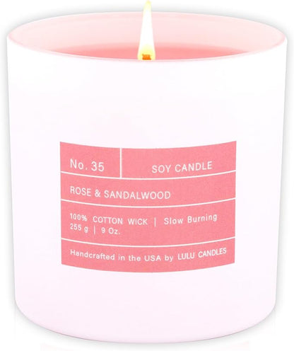 Lulu Candles | Rose & Sandalwood | Smells Floral & Woody | Luxury Scented Soy Jar Candle | Hand Poured in The USA | Highly Scented & Long Lasting (9 Oz. Limited Edition)