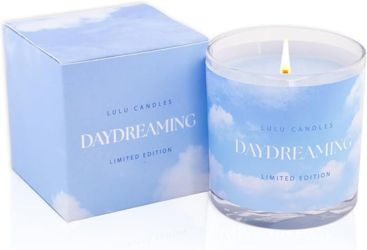 Lulu Candles | in The Clouds Collection | Daydreaming | Lavender & Bergamot Scent | Smells Clean & Relaxing | Hand Poured in The USA | Highly Scented & Long Lasting (9 Oz. Gift Box)