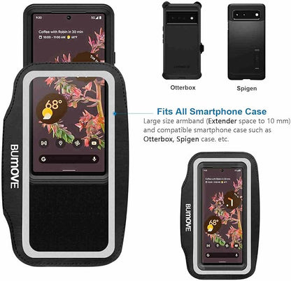 Gym Armband for Google Pixel 9 Pro XL, 8/7 Pro with Card Holder (Black)