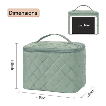OCHEAL Makeup Bag, Large Capacity Travel Make Up Bag for Cosmetics Vertical Storage,Toiletry Bag for Skincare Makeup Organizer Bag-Green Nylon
