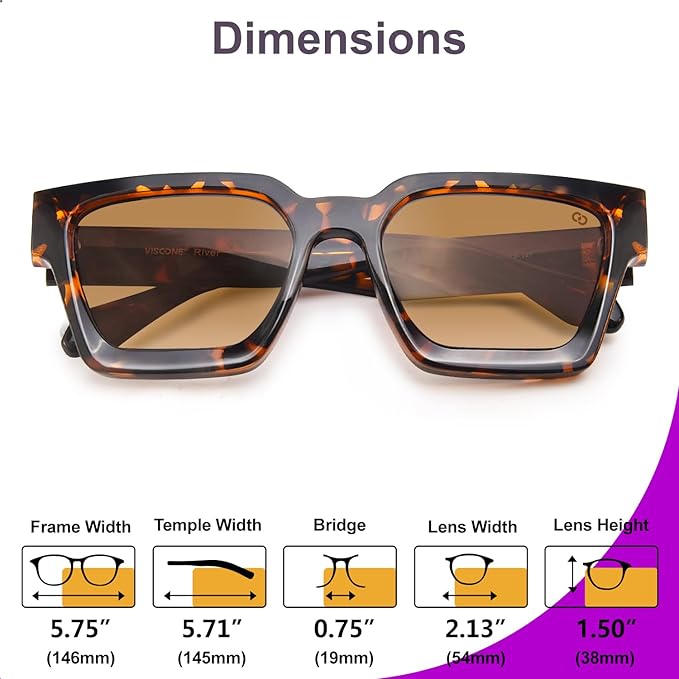 VISOONE Fashion 100% UV400 Protection Rectangle TR90 Y2K Sunglasses Accessories for Women Men RIVER