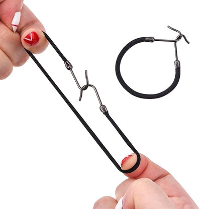 15 Pieces Elastic Hook Hair Tie Styling Ponytail Holder Hooks Cord for Curly Long Hair(Black, Brown and Blonde)