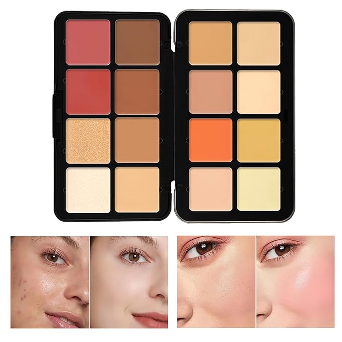 16 Colors Makeup Palette, Full Size, Includes Face Bronzer, Blush, Conceal, Highlighter, Contour, Eyeshadow, 10 Makeup Brushes, for Travel, Holiday, Professional, Daily Use, Christmas