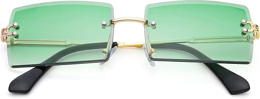 Rectangle Sunglasses for Men/Women Small Rimless Square Shade Eyewear