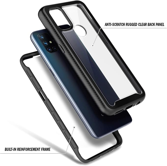 NZND for OnePlus Nord N10 5G Case with Built-in Screen Protector, [16FT Military Grade Drop Tested] Full-Body Protective Shockproof Rugged Bumper Case (Black)