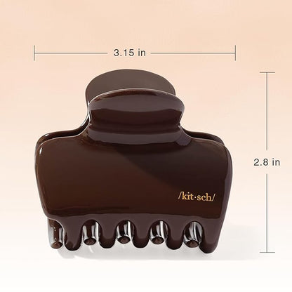 Kitsch Plastic Puffy Claw Clip for Women - 3.15 Inches Claw Clips for Full or Half Ponytail, Secure Hold for Thick Hair, Ideal for Everyday Use, Stylish Hair Accessories - Chocolate, 1pc
