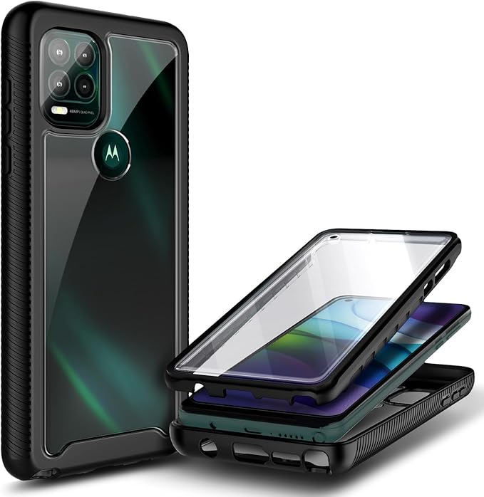 NZND for Motorola Moto G Stylus 5G Case with [Built-in Screen Protector], [16FT Military Grade Drop Tested] Full-Body Protective Shockproof Rugged Bumper Case for Stylus 5G 2021 (Black)