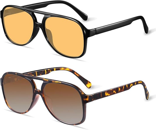 YDAOWKN Retro Aviator Sunglasses for Women Mens Large Frame Classic Vintage 70s Sun Glasses Aviators