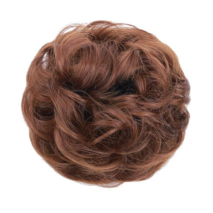 MORICA 2PCS Messy Bun Hair Piece, Fake Hair Messy Bun Scrunchies For Thin Hair Extension Curly Wavy Synthetic Chignon Ponytail Hair Pieces for Women(Light Auburn#)