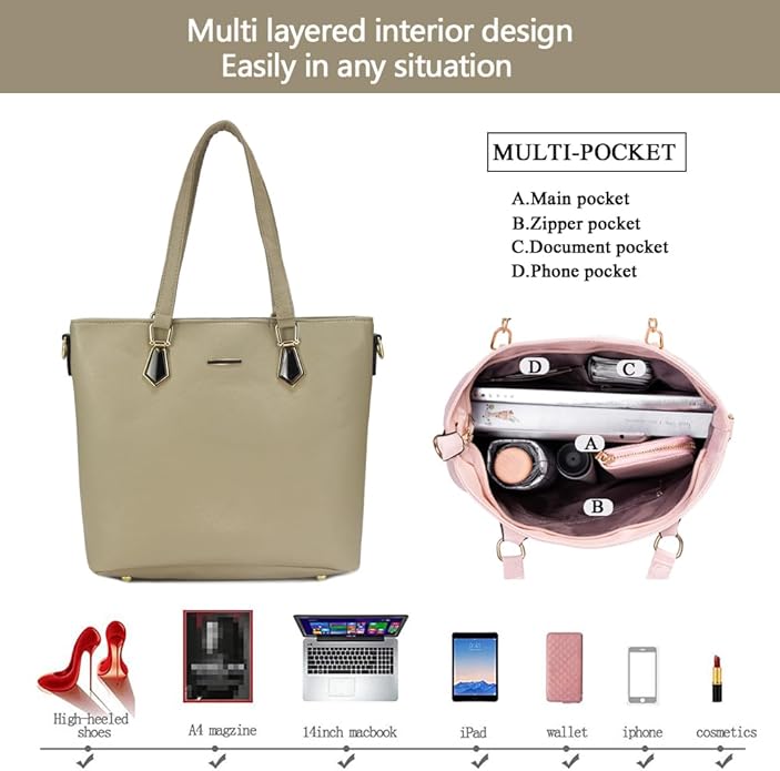 2E-youth Designer Purses and Handbags for Women Satchel Shoulder Bag Tote Top Handle Bag