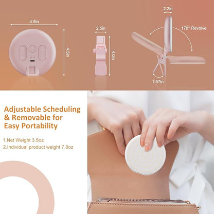 60 LED Ring Light, Rechargeable Selfie With Front & Back Clip, 2500-6500K Portable Phone, Adjustable 3 Modes for iPhone, iPad, Tablet, Laptop, CRI97+, 90 Grams (Pink)