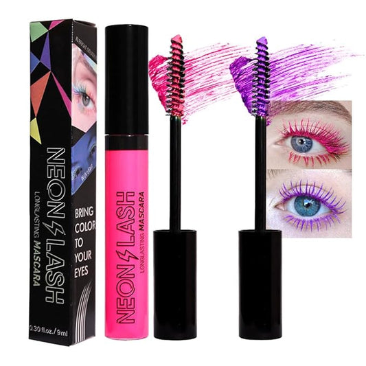 2 Colored Mascara for Eyelashes Set,Red Purple Halloween Fluorescent Colorful Waterproof Long lasting Charming Voluminous Mascara for Women Cruelty Free Vegan Eye Makeup (04# Red &06# Purple)