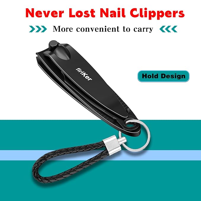 Nail Clippers Set, Heavy Duty Black Matte Stainless Steel nail Clipper with Nail File,Fingernail and Toenail Clipper Cutters, Nail Clipper Tools for Men & Women,Christmas Best Gift Tin Case