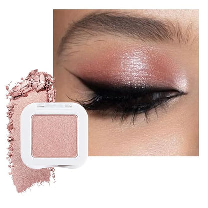 evpct Champagne Shimmer Single Eye shadow Palette Makeup for Older Women, Glitter Sparkly Cream Eye Shadow Palette Brightener Makeup for Older Women, High Pigment Waterproof Monochrome Mini Eyeshadow