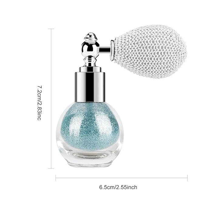 KYDA Highlighter Powder Spray, High Glossy Shimmer Sparkling Powder for Face and Body Glitter Makeup, Body Glitter Spray, Cyan
