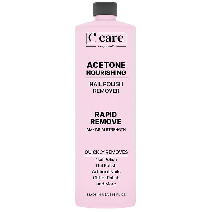 Nourishing Acetone Nail Polish Remover | Professional Quality | Rapidly Removes Natural, Natural, Gel, Acrylic, and Glitter Nails | 16 Fl oz
