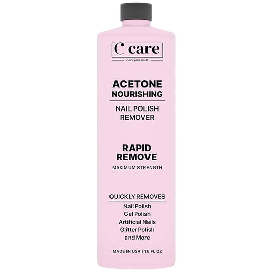 Nourishing Acetone Nail Polish Remover | Professional Quality | Rapidly Removes Natural, Natural, Gel, Acrylic, and Glitter Nails | 16 Fl oz