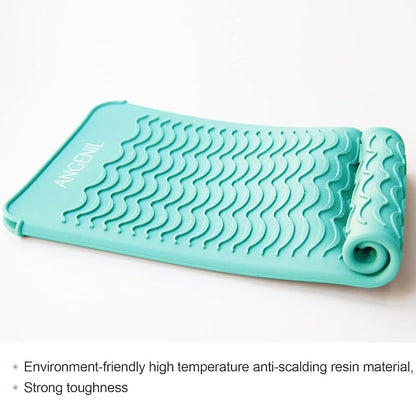ANGENIL Curling Iron Silicone Mat Heat Resistant for Travel Dual Voltage Flat Iron, Hair Straightener, Rotating Cordless Curling Iron Wand, Wireless Curlers, Crimper Hair Iron, Straightening Iron