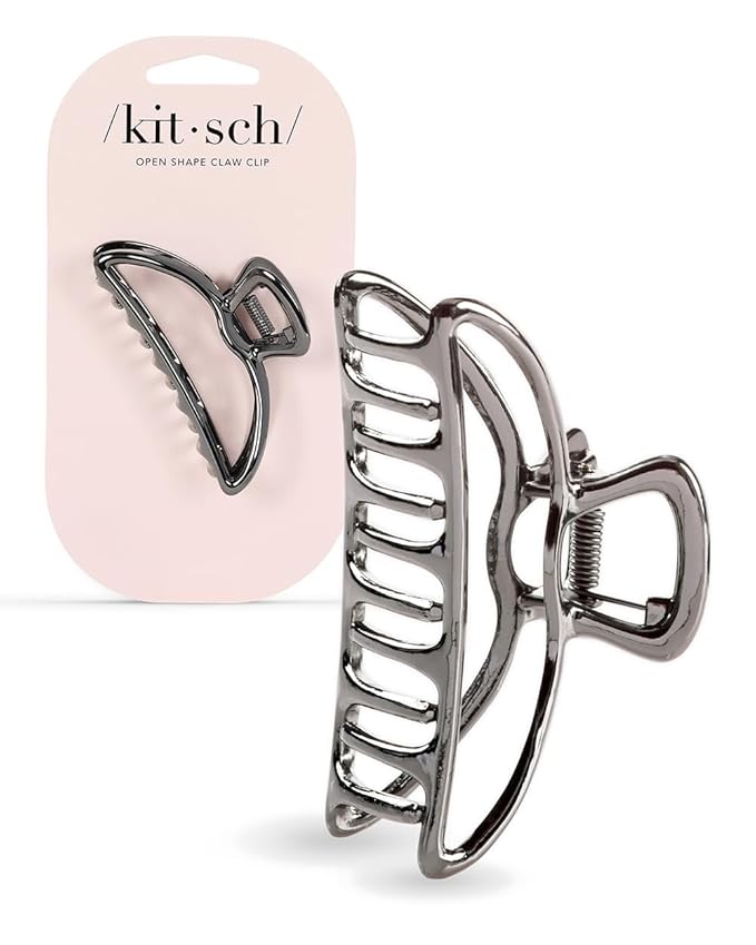 Kitsch Metal Hair Clips for Women - Durable & Elegant Metal Claw Clips, Perfect for Everyday Use & Special Occasions - Hematite, 1 Piece