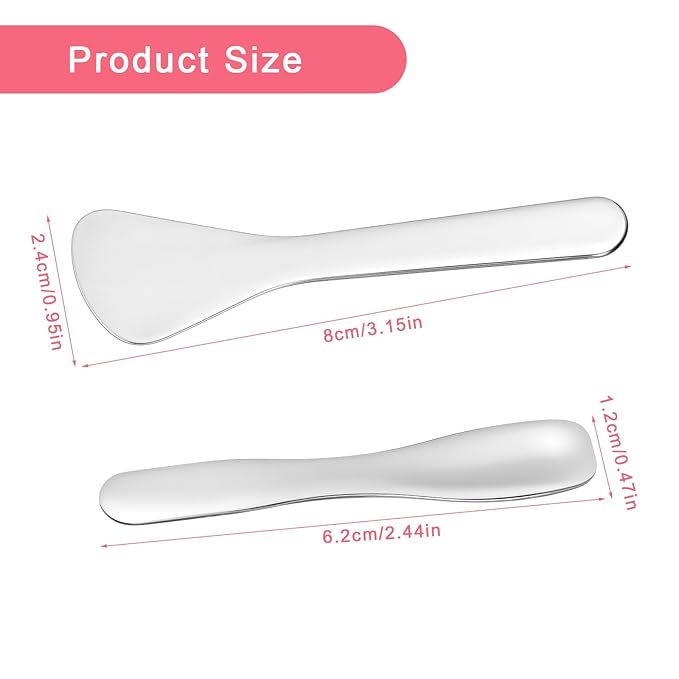 2 Pcs Mini Metal Cosmetic Spatula, Reusable Skin Care Spoon Beauty Scoop Spatula Multi-functional Facial Applicator Tool for Skin Care Creams Eye Cream Essences Beauty Accessories