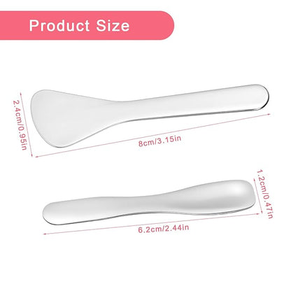 2 Pcs Mini Metal Cosmetic Spatula, Reusable Skin Care Spoon Beauty Scoop Spatula Multi-functional Facial Applicator Tool for Skin Care Creams Eye Cream Essences Beauty Accessories