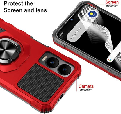 for Cricket Icon 6 / ATT Verge Case with 1 Pack Screen Protector,Dual Layer Hybrid Heavy Duty Defender Protection,Sleek Rugged Reinforced Cushion Corner Kickstand Shockproof Bumper Cover Red