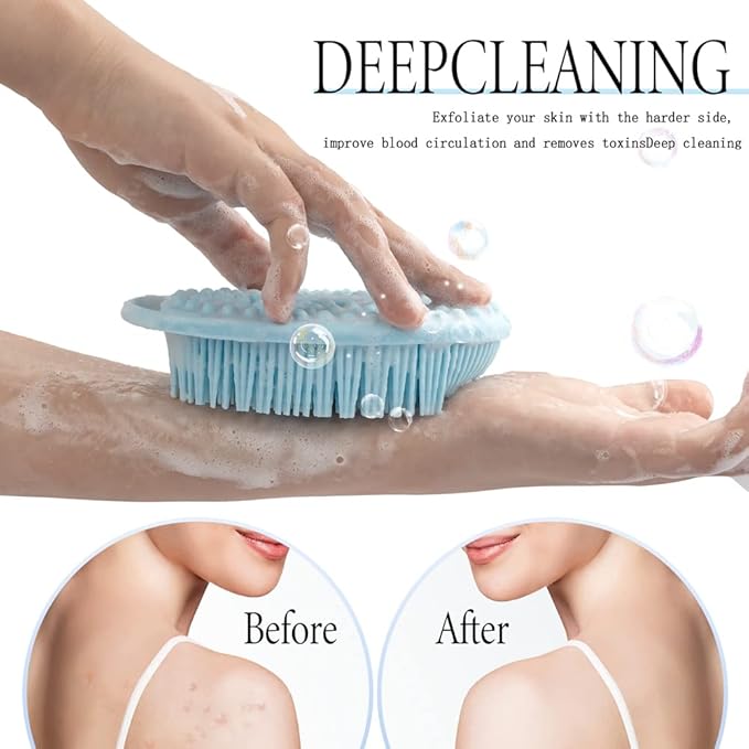 3 Pack Silicone Exfoliating Body Scrubber, Soft Loofah Fit for Sensitive and All Kinds of Skin, Clean and Sanitary, Rapid Foaming