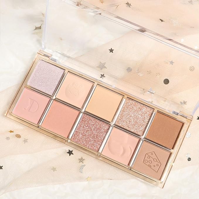 10Colors Nude Pink Rose Gold Colorful Eyeshadow Palette Makeup,Natural Neutral Highly Pigmented Eye Shadow,Naturing-Looking Long Lasting Waterproof Blendable Hypoallergenic Suitable for Beginners