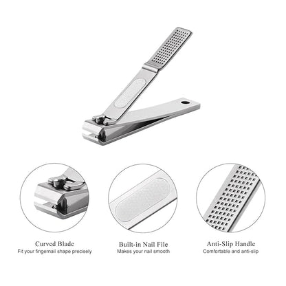 Nail Clippers Set, Ultra Sharp Sturdy Fingernail and Toenail Clipper Cutters with Visibly Tin Case, Silver