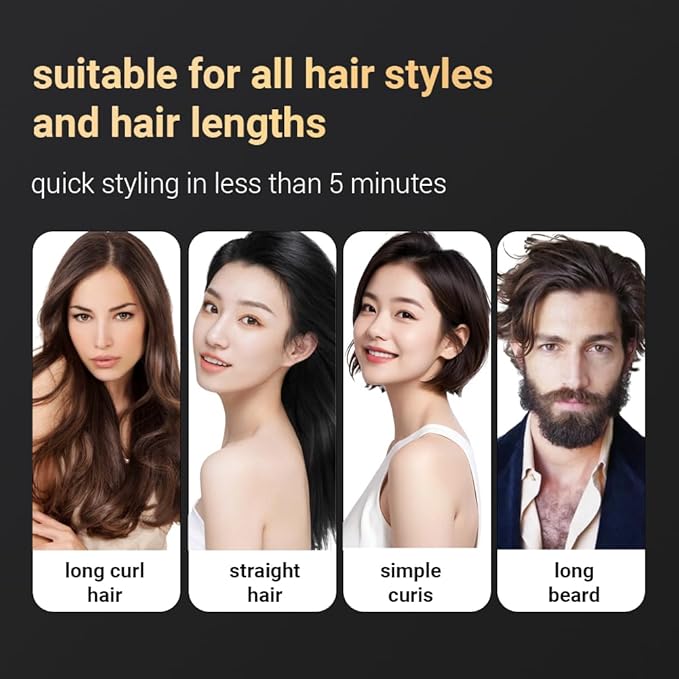 Cordless Hair Straightener Brush Portable on The go Comb for Travel 30s Fast Heating USB Rechargeable Dual Power Supply LCD Display with Pouch (White)